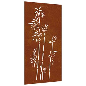 vidaXL Vrtna stenska dekoracija 105x55 cm corten jeklo bambus