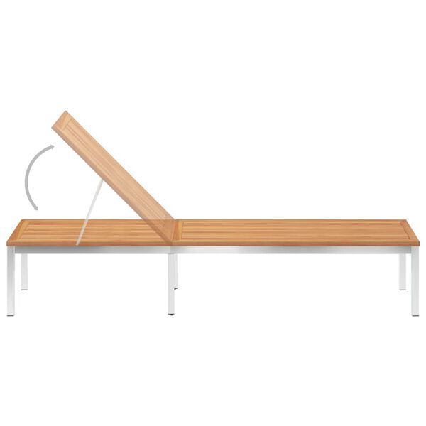 vidaXL Ležalnik z blazino trdna tikovina in nerjaveče jeklo