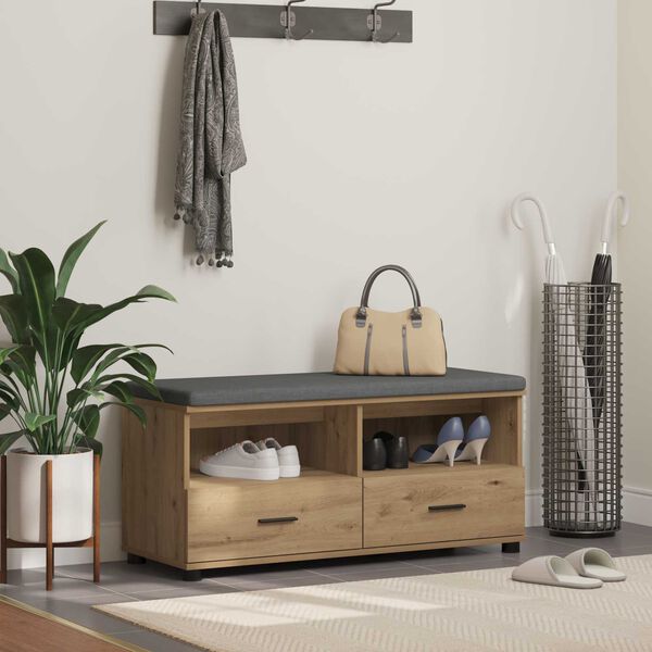 vidaXL Haldna klop z blazino s predalom Umetni hrast 100 x 38 x 46 cm