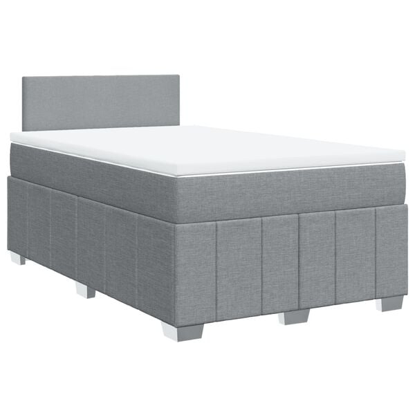 vidaXL Boxspring postelja z vzmetnico svetlo siva 120x190 cm blago