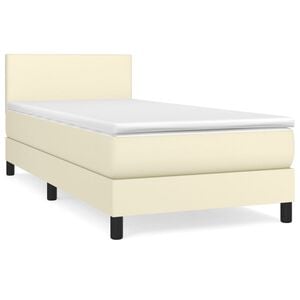 vidaXL Box spring postelja z vzmetnico krem 80x200 cm umetno usnje