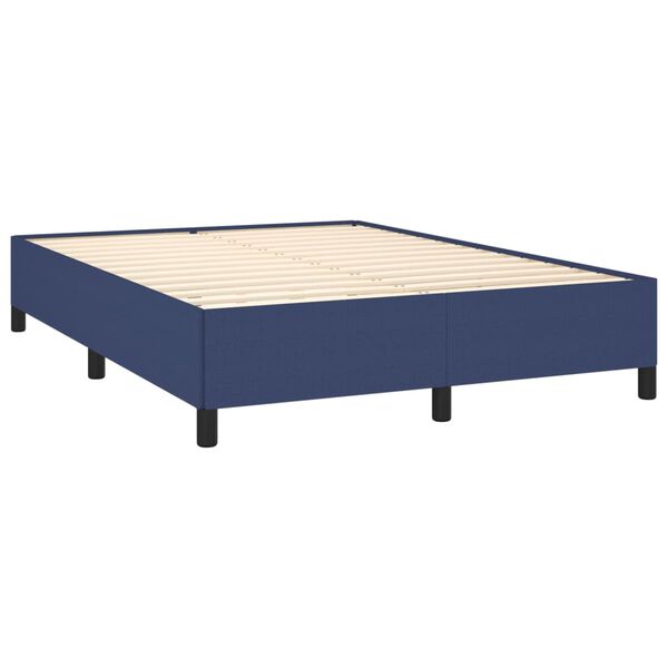 vidaXL Box spring postelja z vzmetnico modra 140x190 cm blago