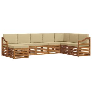 vidaXL Kotna sedežna garnitura z blazino 8 pcs Naravna in bež