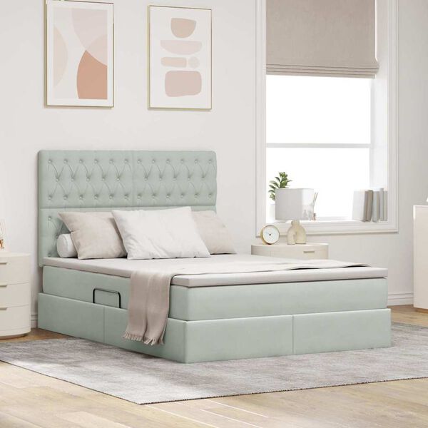 vidaXL Postelja z dodatnim prostorom za shranjevanje in LED osvetlitvijo