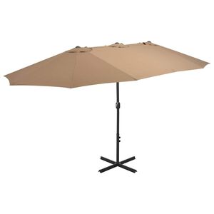 vidaXL Zunanji senčnik z aluminijastim drogom 460x270 cm taupe