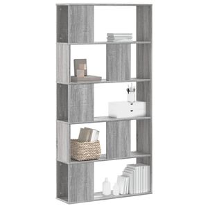 vidaXL Knjižna omara 5-nadstropna siva sonoma 80,5x23,5x162,5 cm