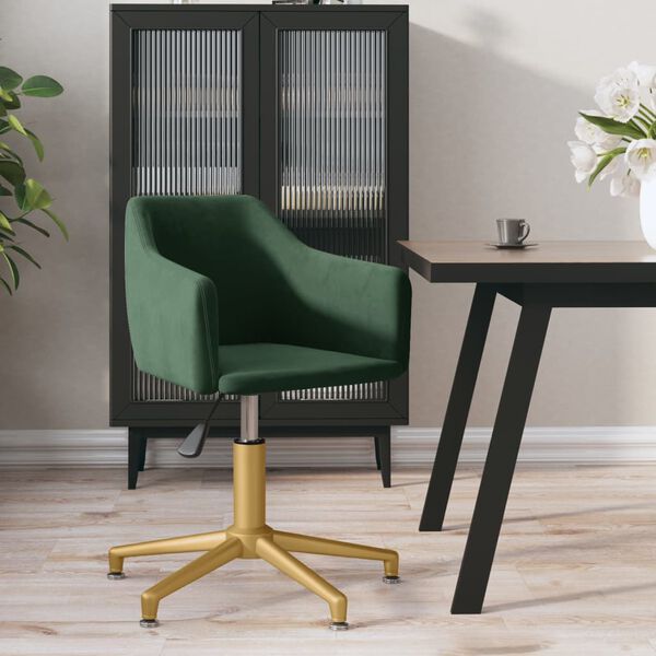 vidaXL Vrtljiv jedilni stol temno zelen žamet