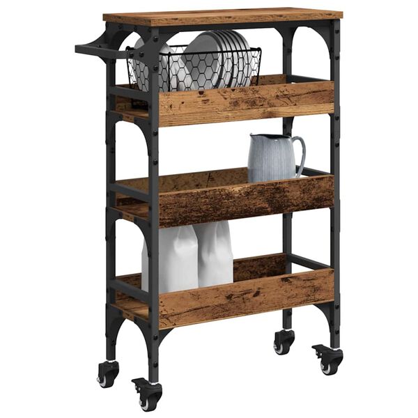 vidaXL Kuhinjski voziček Star les 53 x 20 x 76 cm Konstruiran les