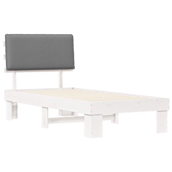 vidaXL Posteljni okvir z oblazinjenim vzglavjem Svetlo siva