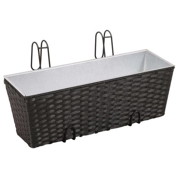 Set Balkonskih Cvetličnih Loncev Trapezoid, 2 kosa, 50 cm Črne Barve