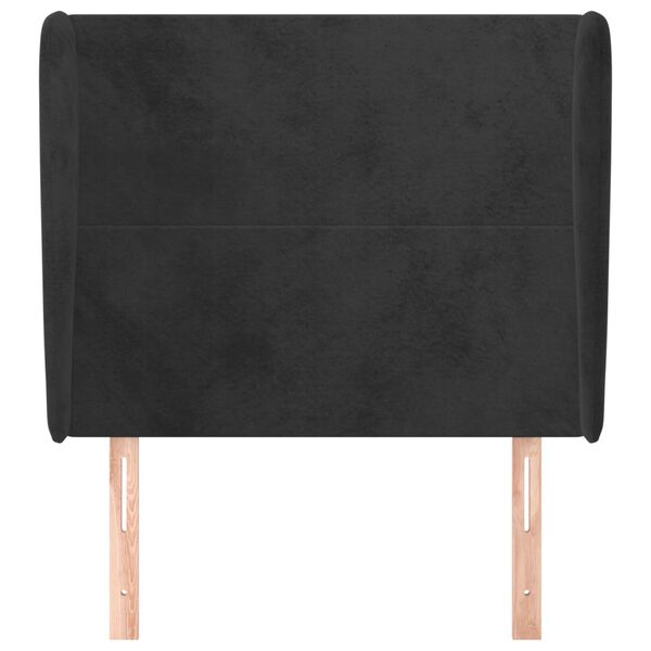 vidaXL Vzglavje z ušesi črno 83x23x118/128 cm žamet