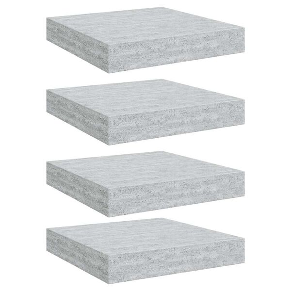 vidaXL Stenske police 4 kosi betonsko sive 23x23,5x3,8 cm MDF