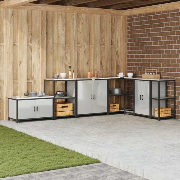 vidaXL Shramba za kuhinjo s polico srebrna 60 x 50 x 92 cm Jeklo