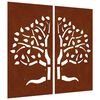 vidaXL Vrtna stenska dekoracija 2 kosa 105x55 cm corten jeklo drevo