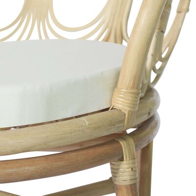 vidaXL Jedilni stol z blazino naraven ratan in platno