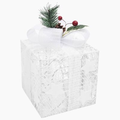 vidaXL Dekorativna božična darila 3 kosi bela zunanja / notranja