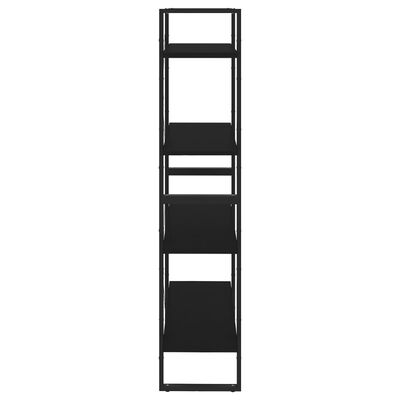 vidaXL Knjižna omara 4-nadstropna črna 80x30x140 cm iverna plošča