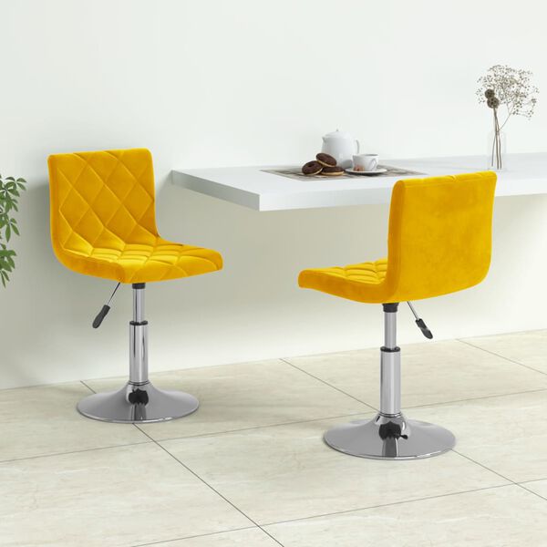 vidaXL Vrtljivi jedilni stoli 2 kosa gorčično rumen žamet