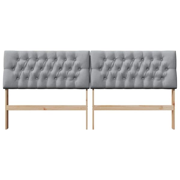 vidaXL Tapecirano vzglavje Svetlo siva 200 cm Masivno borovo les