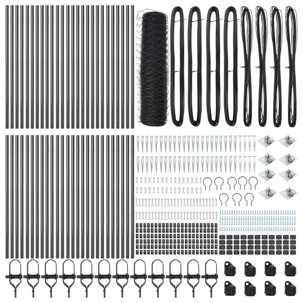 vidaXL Ogrodje s stebri Siva 0.5 x 100 m Jeklo s PVC premazom