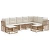 vidaXL Zunanja garnitura za sedenje 9 pcs Naravna in krem bela