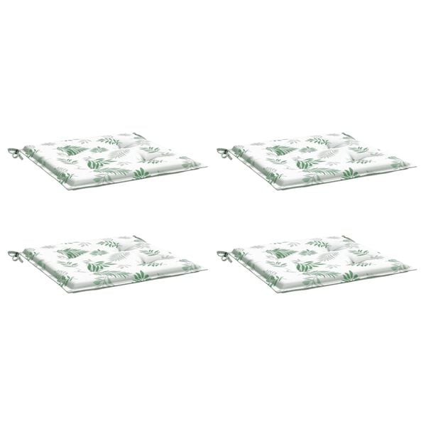 vidaXL Blazine za vrtne stole 4 kosi vzorec listja 50x50x4 cm tkanina