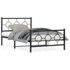 vidaXL Kovinski posteljni okvir z vzglavjem in vznožjem črn 107x203 cm