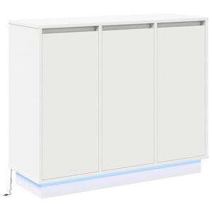 vidaXL LED bočni predalnik Bela 90 x 32 x 75 cm Konstruiran les