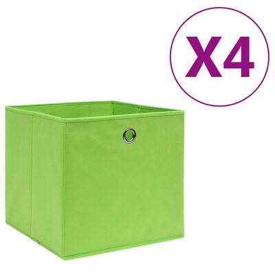 vidaXL Škatle 4 kosi netkano blago 28x28x28 cm zelene