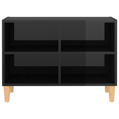 vidaXL TV omarica z lesenimi nogami visok sijaj črna 69,5x30x50 cm