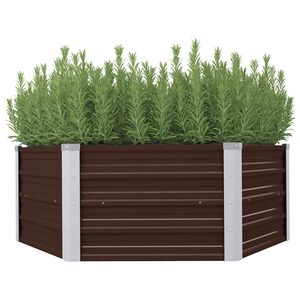 vidaXL Dvignjeno cvetlično korito pocinkano jeklo 129x129x45 cm rjavo