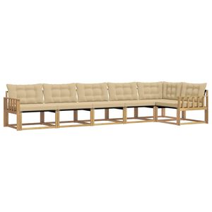 vidaXL Zunanja garnitura za sedenje z blazino 6 pcs Bela in bež