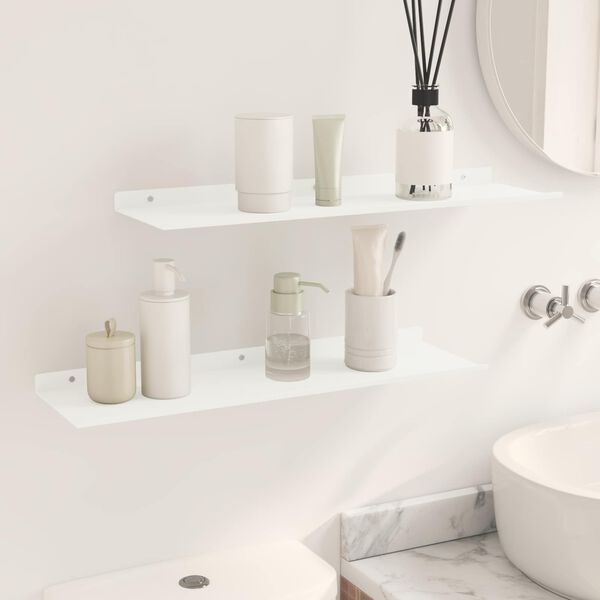 vidaXL Ležeča polica 2 pcs Bela 60 x 18 x 2,5 cm Jeklo