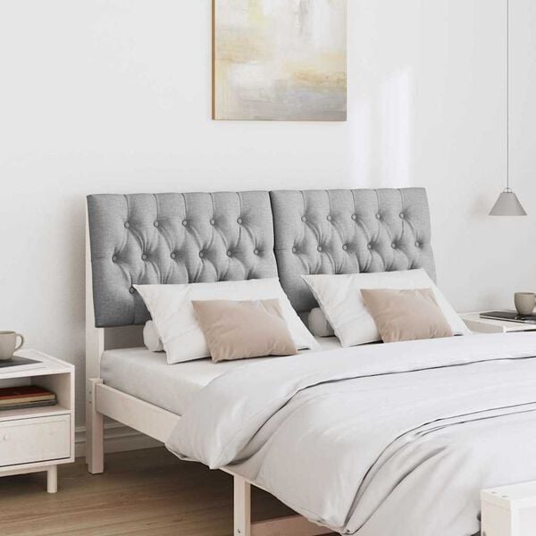 vidaXL Tapecirano vzglavje Svetlo siva 150 cm Masivno borovo les