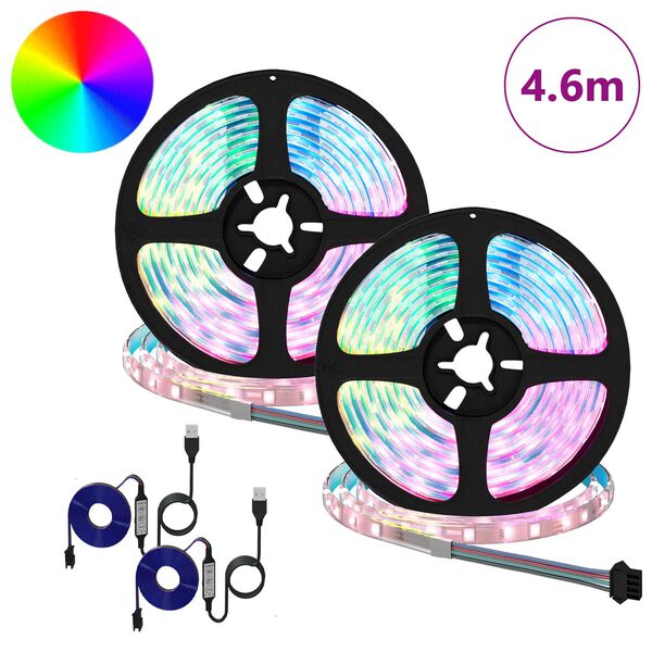 vidaXL LED trak 2 pcs Črna in prozorna 2300 mm Baker in plastika