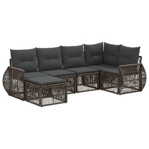 vidaXL Vrtna sedežna garnitura 6 pcs Siva in temno siva poli ratan