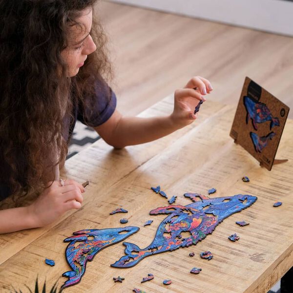 UNIDRAGON Lesena sestavljanka 268-delna Milky Whales 43x27 cm