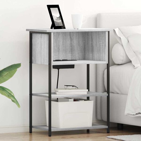 vidaXL Nočna omarica Siva Sonoma 55 x 31 x 76 cm Konstruiran les