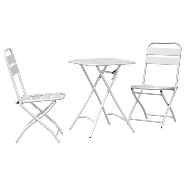 vidaXL Bistro komplet 3 pcs Bela Jeklo