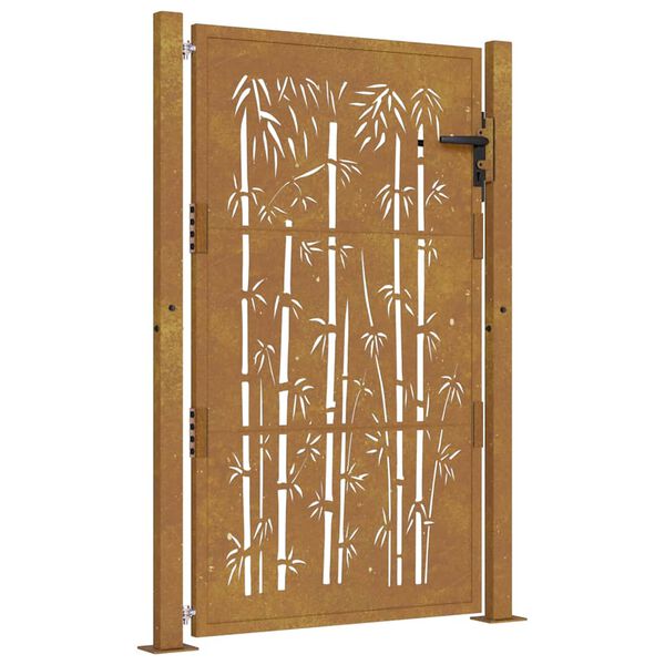 vidaXL Vrtna vrata 100x150 cm kortensko jeklo bambusov dizajn