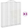 vidaXL Obokane gabion ko&scaron;are 3 kosi 200x30x220/240 cm pocinkano železo