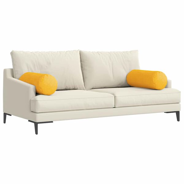 vidaXL Blazine 2 pcs Svetlo rumena Ø 25 x 70 cm Žametna tkanina