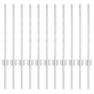 vidaXL Steber ograje. 11 pcs srebrna 60 cm Jeklo