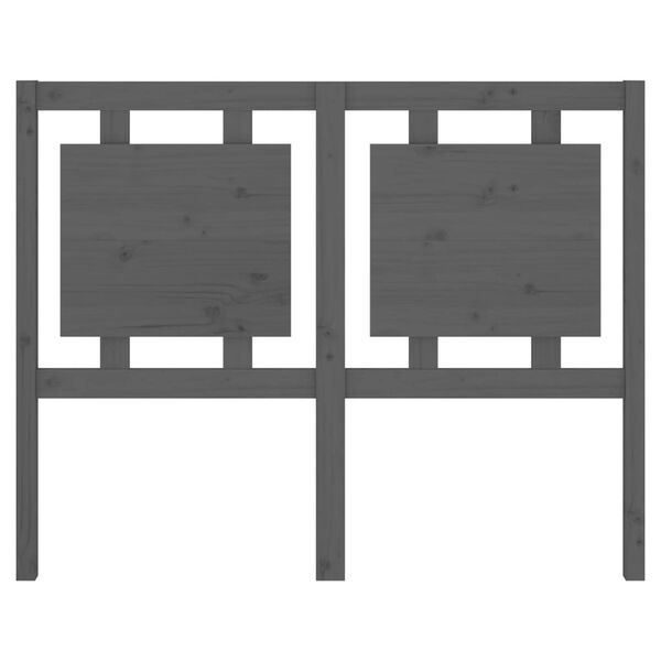 vidaXL Posteljno vzglavje sivo 125,5x4x100 cm trdna borovina