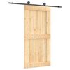 vidaXL Drsna vrata Naravna in črna 100 x 210 cm Masiven borov les
