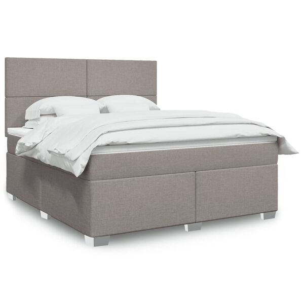 vidaXL Box spring postelja z vzmetnico taupe 180x200 cm blago