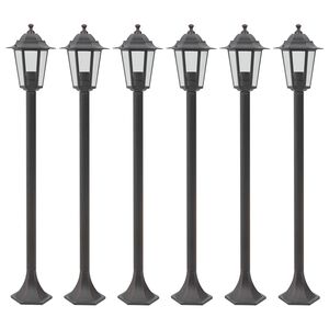 vidaXL Vrtne ulične svetilke 6 kosov E27 110 cm aluminij bronaste