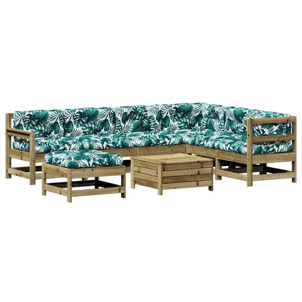 vidaXL Vrtna garnitura 8-delna z blazinami impregnirana trdna borovina