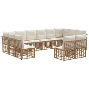 vidaXL Zunanja garnitura za sedenje 6 pcs Naravna in krem bela