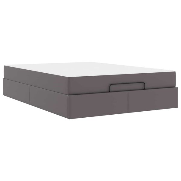 vidaXL Posteljni okvir z vzmetnico z vzmetnico 2 pcs Siva PVC